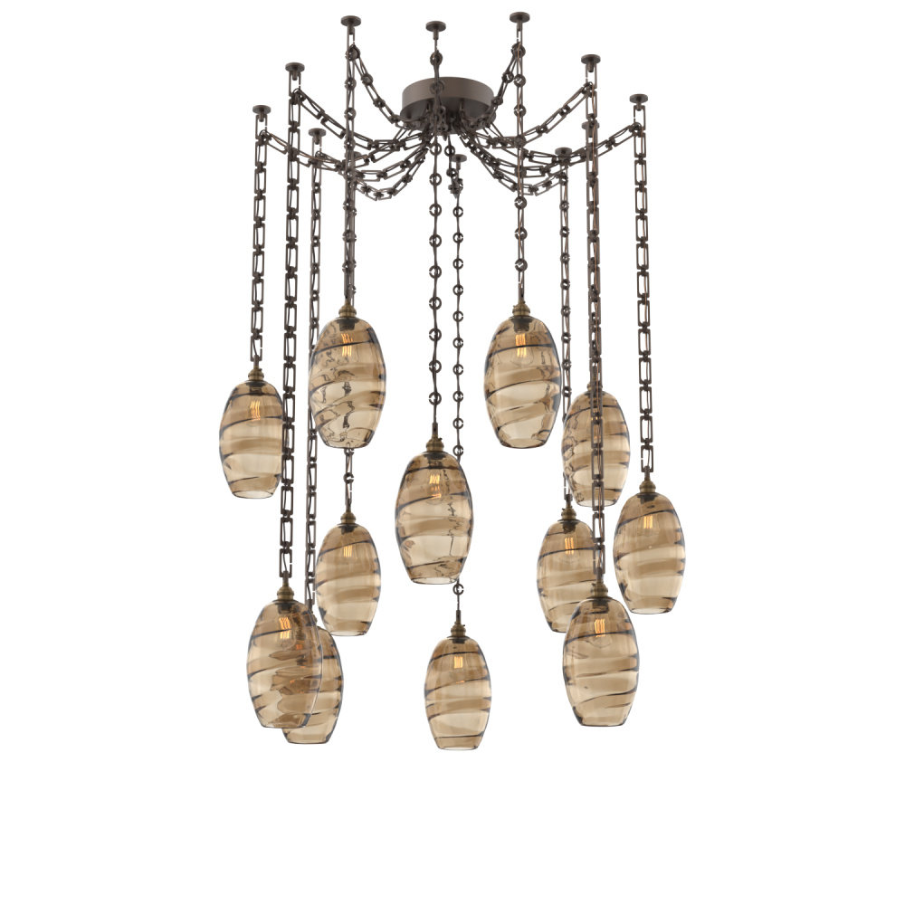 Ellisse Multi Light Pendant Multi Port Canopy Flat Bronze
