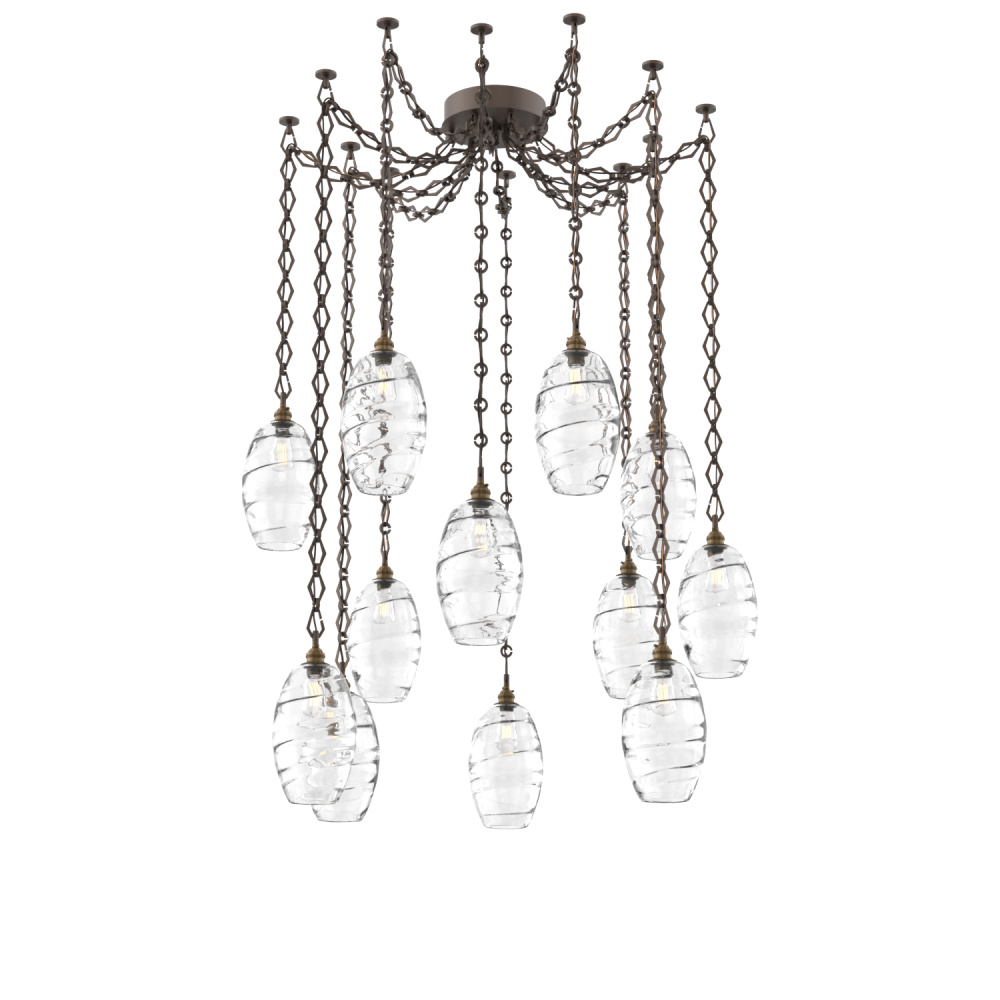 Ellisse Multi Light Pendant Multi Port Canopy Flat Bronze