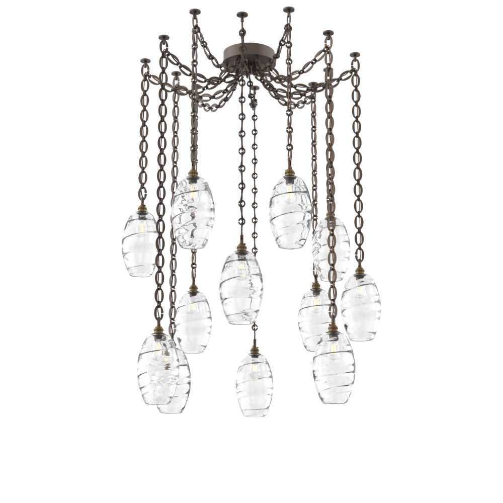 Ellisse Multi Light Pendant Multi Port Canopy Flat Bronze