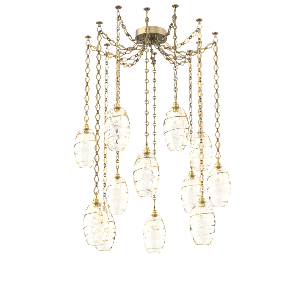 Ellisse Multi Light Pendant Multi Port Canopy Gilded Brass