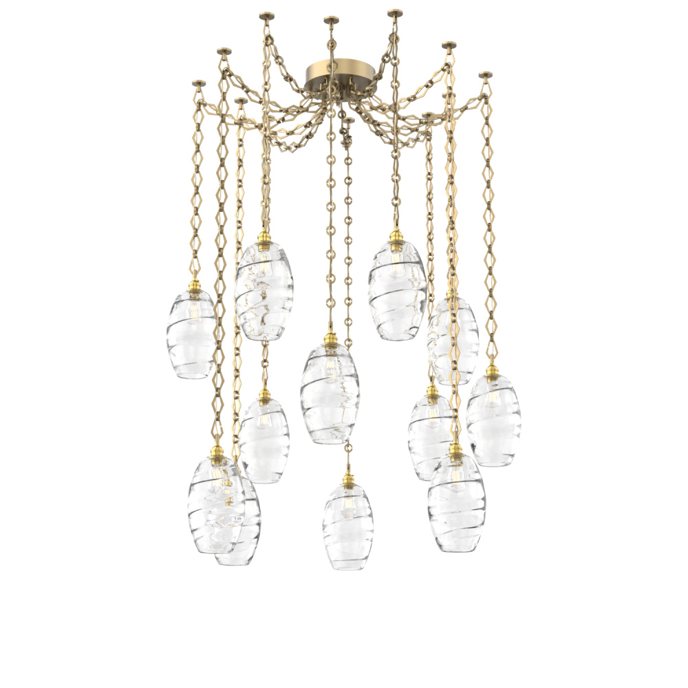 Ellisse Multi Light Pendant Multi Port Canopy Gilded Brass
