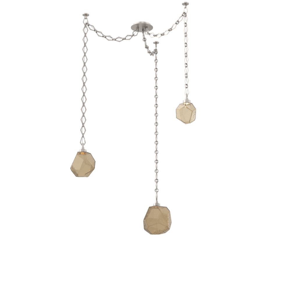 Gem Multi Light Pendant Multi Port Canopy Beige Silver