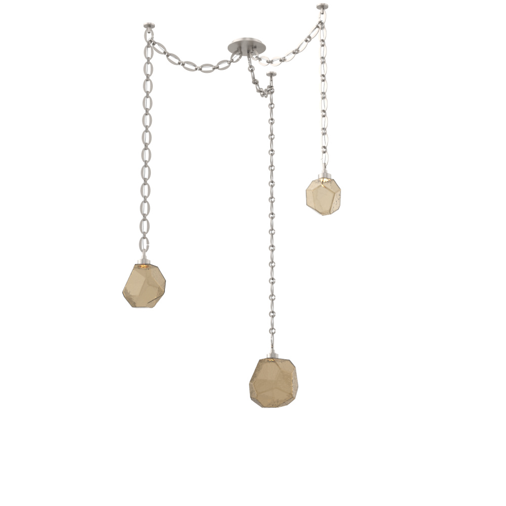 Gem Multi Light Pendant Multi Port Canopy Beige Silver