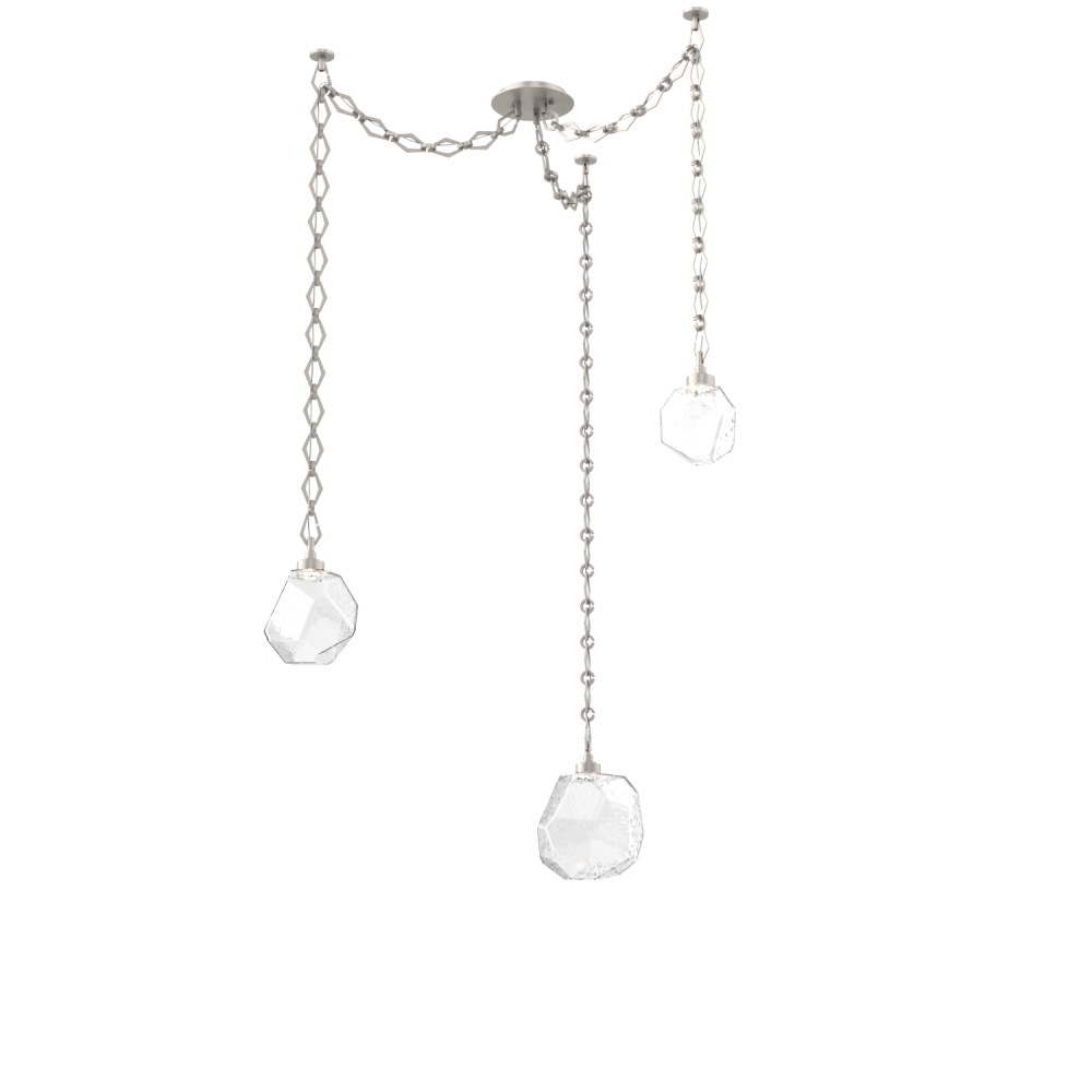 Gem Multi Light Pendant Multi Port Canopy Beige Silver