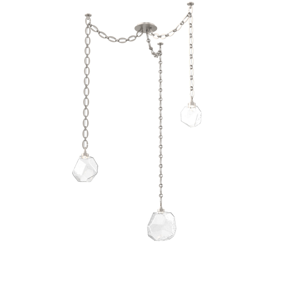 Gem Multi Light Pendant Multi Port Canopy Beige Silver