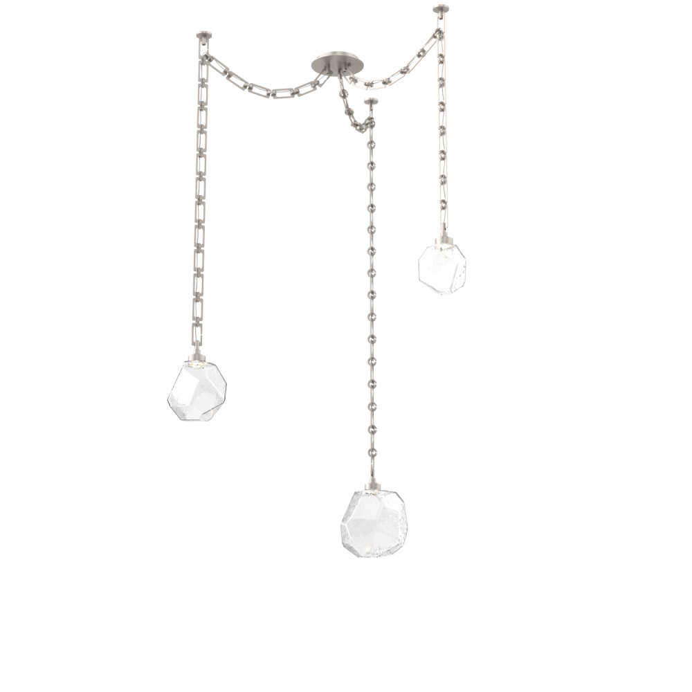 Gem Multi Light Pendant Multi Port Canopy Beige Silver