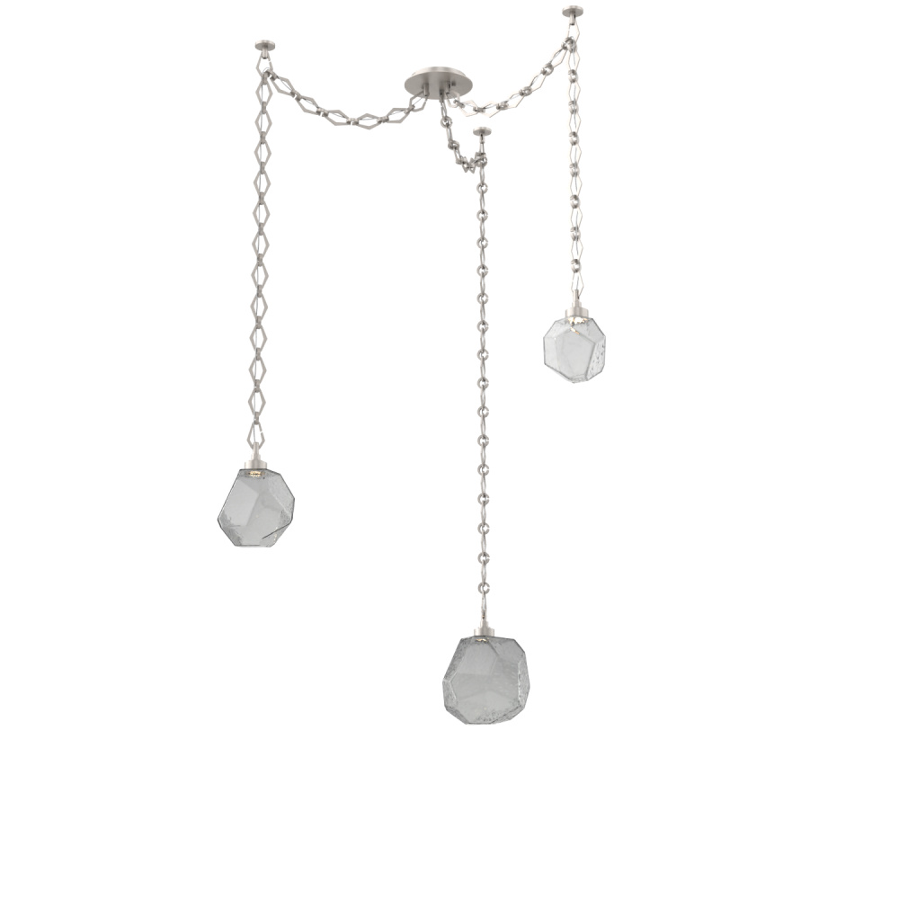 Gem Multi Light Pendant Multi Port Canopy Beige Silver