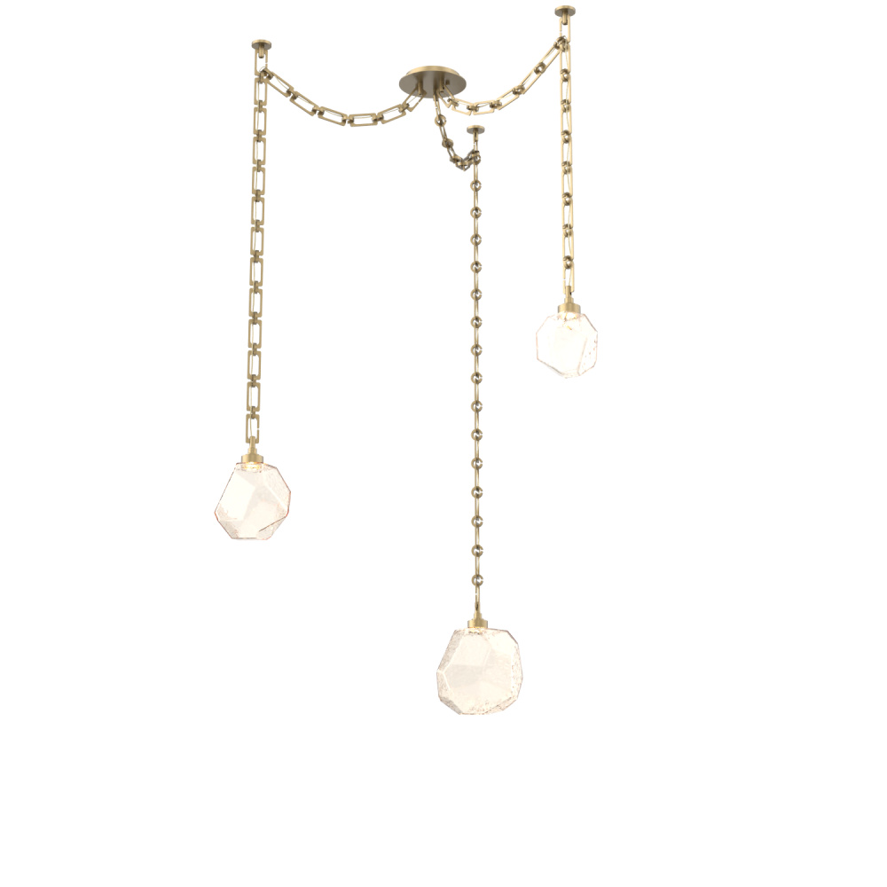 Gem Multi Light Pendant Multi Port Canopy Gilded Brass
