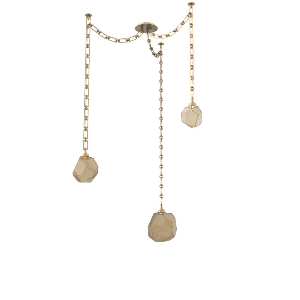 Gem Multi Light Pendant Multi Port Canopy Gilded Brass