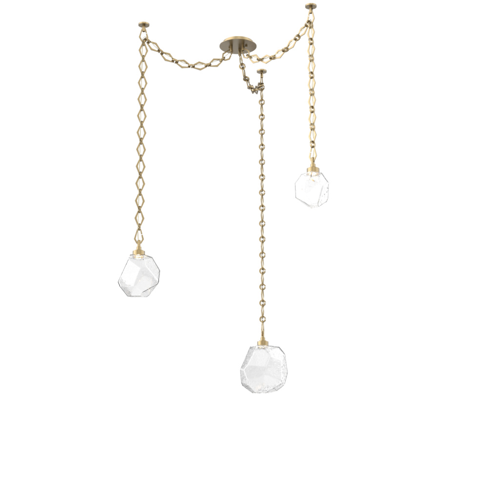 Gem Multi Light Pendant Multi Port Canopy Gilded Brass
