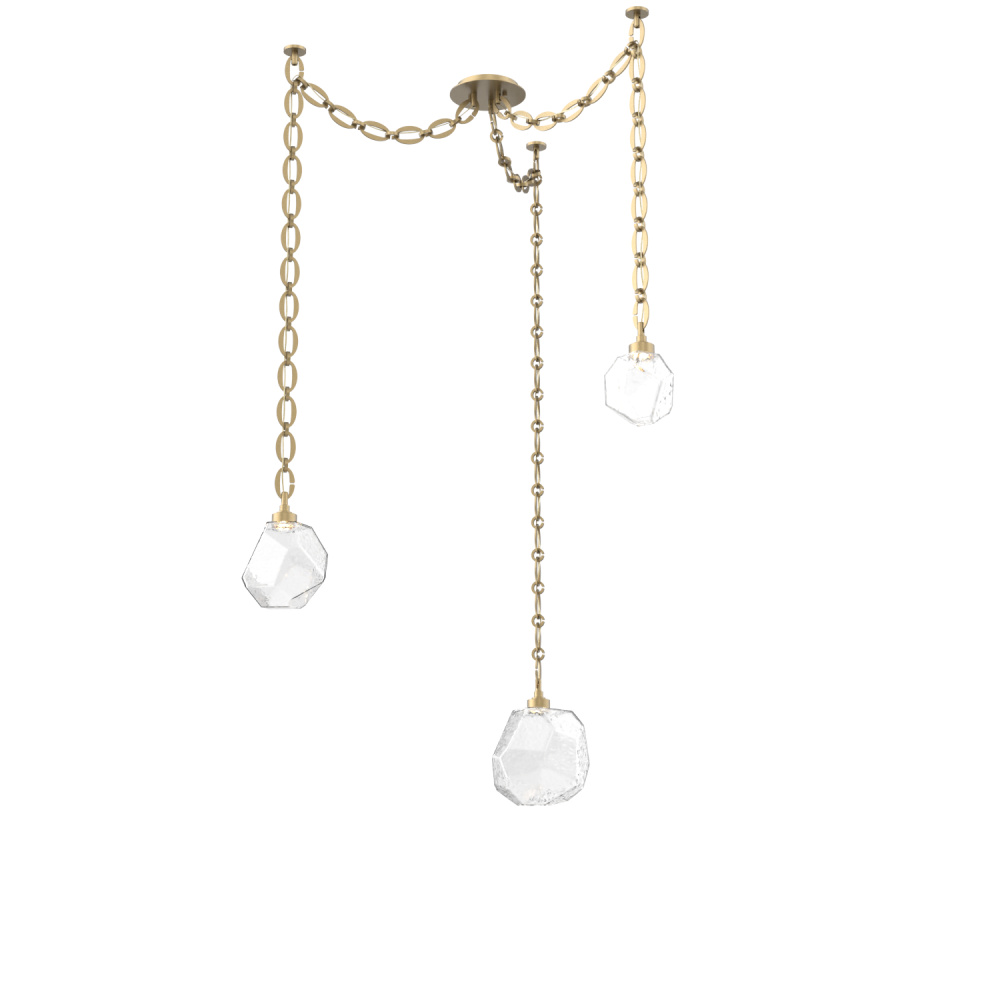 Gem Multi Light Pendant Multi Port Canopy Gilded Brass