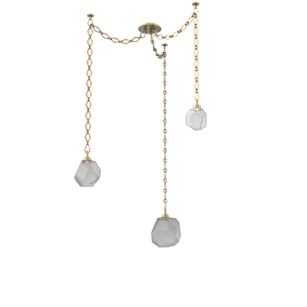 Gem Multi Light Pendant Multi Port Canopy Gilded Brass
