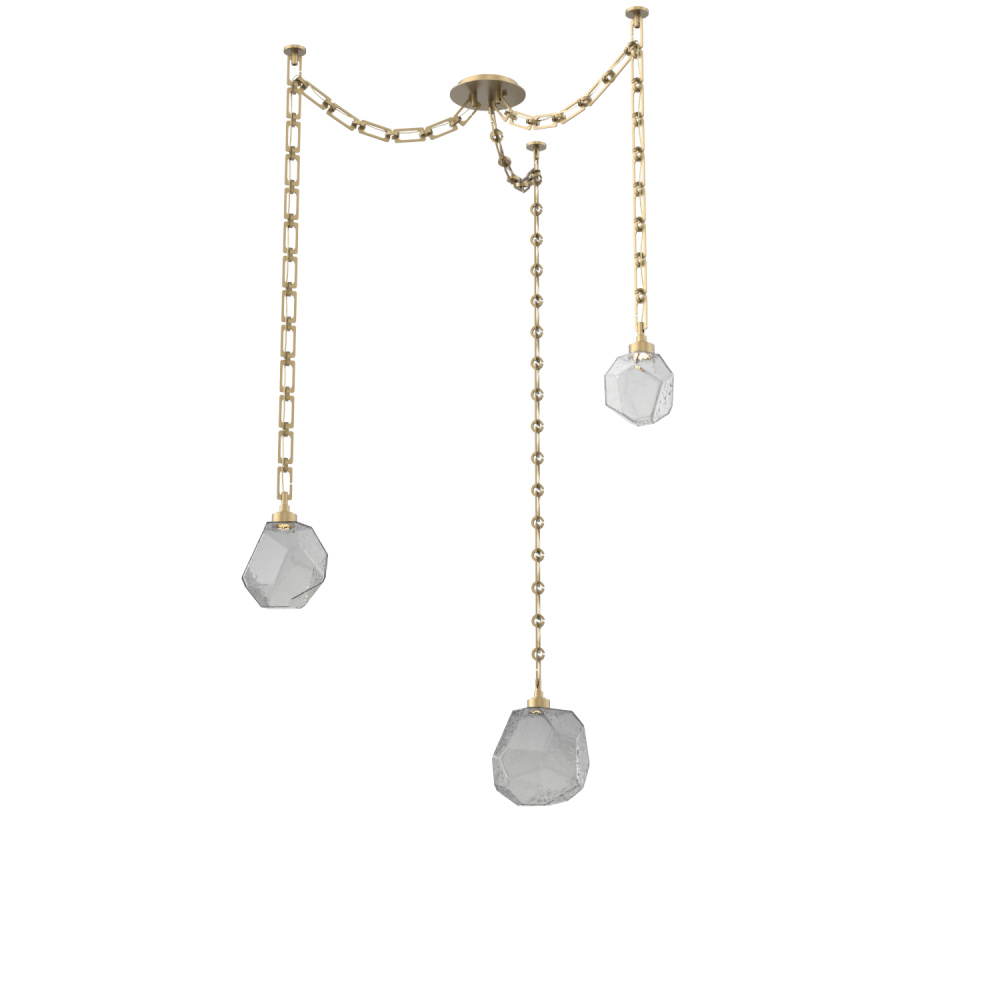 Gem Multi Light Pendant Multi Port Canopy Gilded Brass