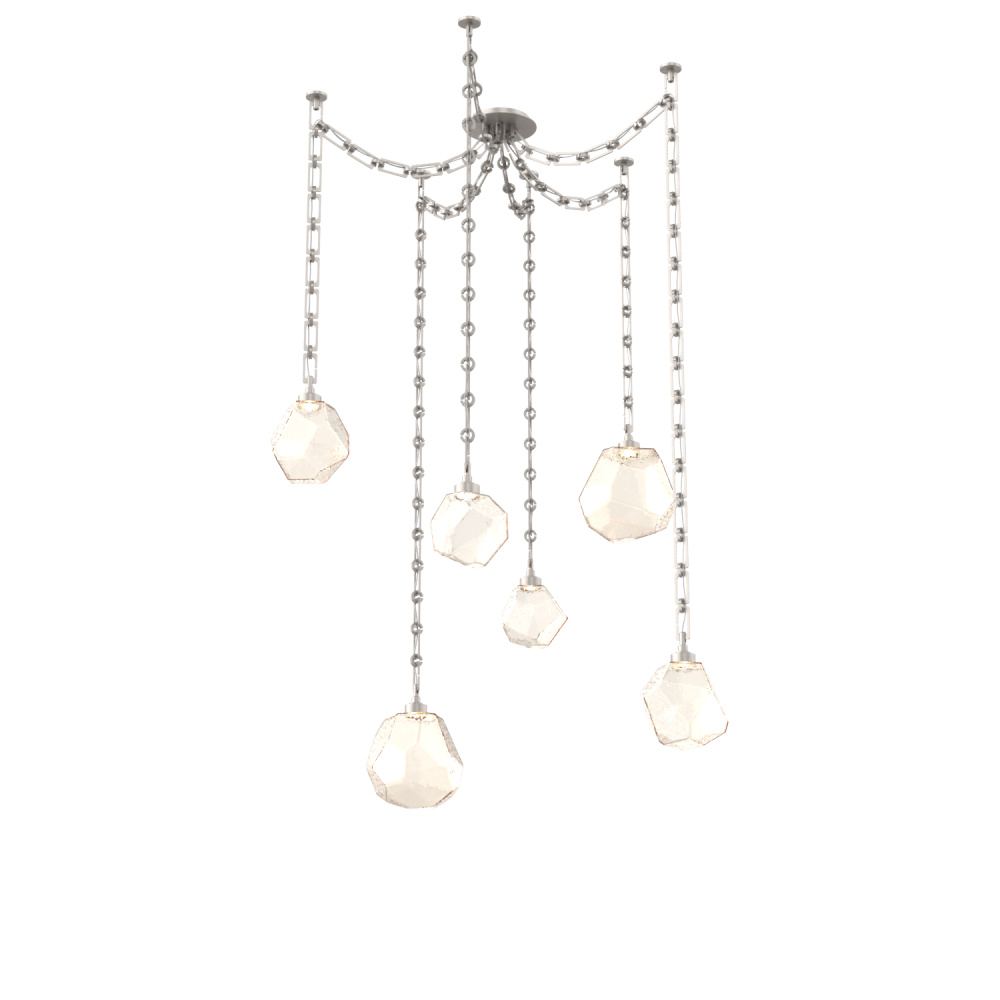 Gem Multi Light Pendant Multi Port Canopy Beige Silver
