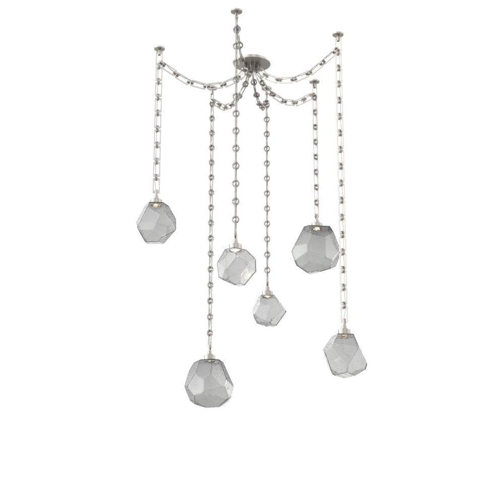 Gem Multi Light Pendant Multi Port Canopy Beige Silver