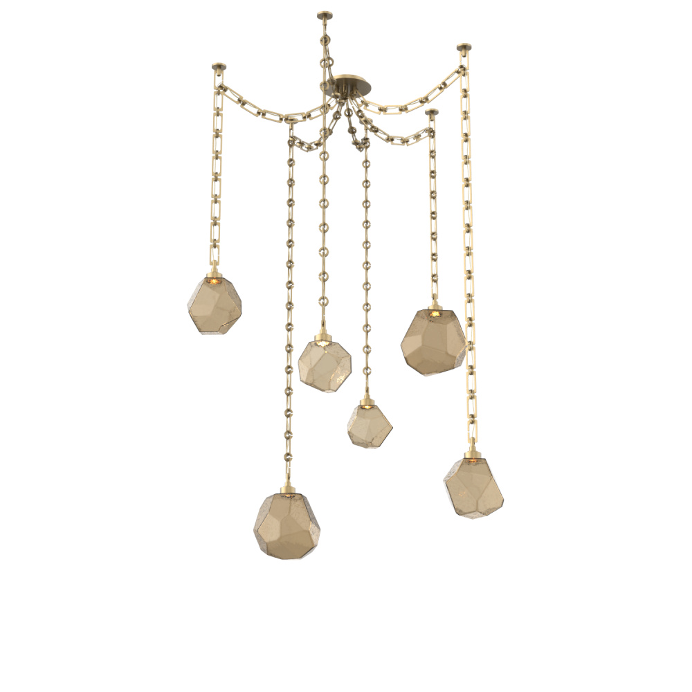 Gem Multi Light Pendant Multi Port Canopy Gilded Brass