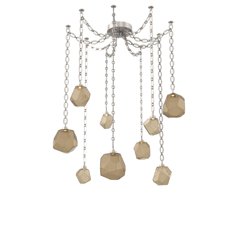 Gem Multi Light Pendant Multi Port Canopy Beige Silver