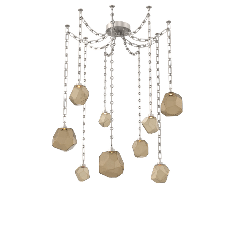 Gem Multi Light Pendant Multi Port Canopy Beige Silver