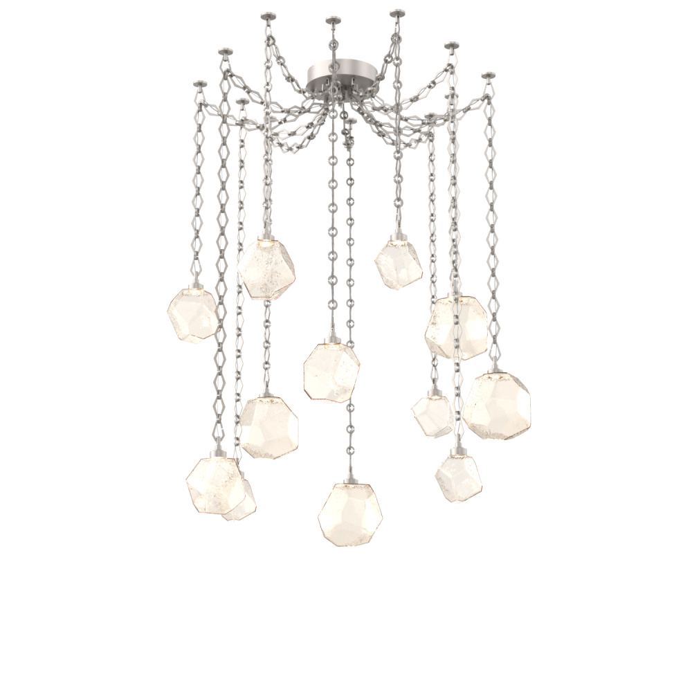 Gem Multi Light Pendant Multi Port Canopy Beige Silver