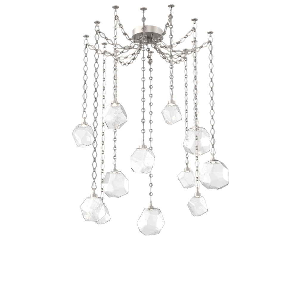 Gem Multi Light Pendant Multi Port Canopy Beige Silver