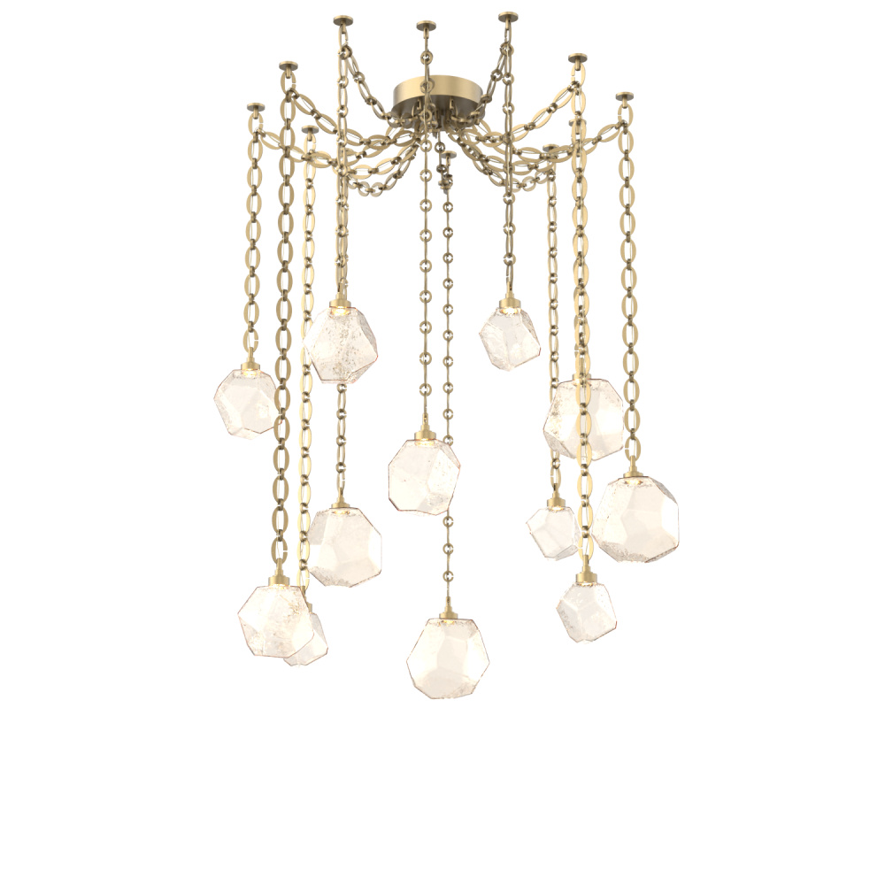 Gem Multi Light Pendant Multi Port Canopy Gilded Brass