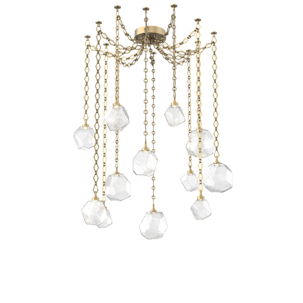 Gem Multi Light Pendant Multi Port Canopy Gilded Brass