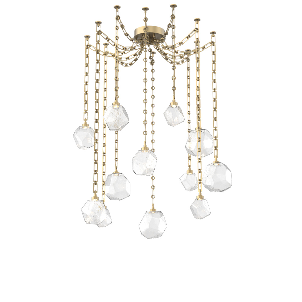 Gem Multi Light Pendant Multi Port Canopy Gilded Brass