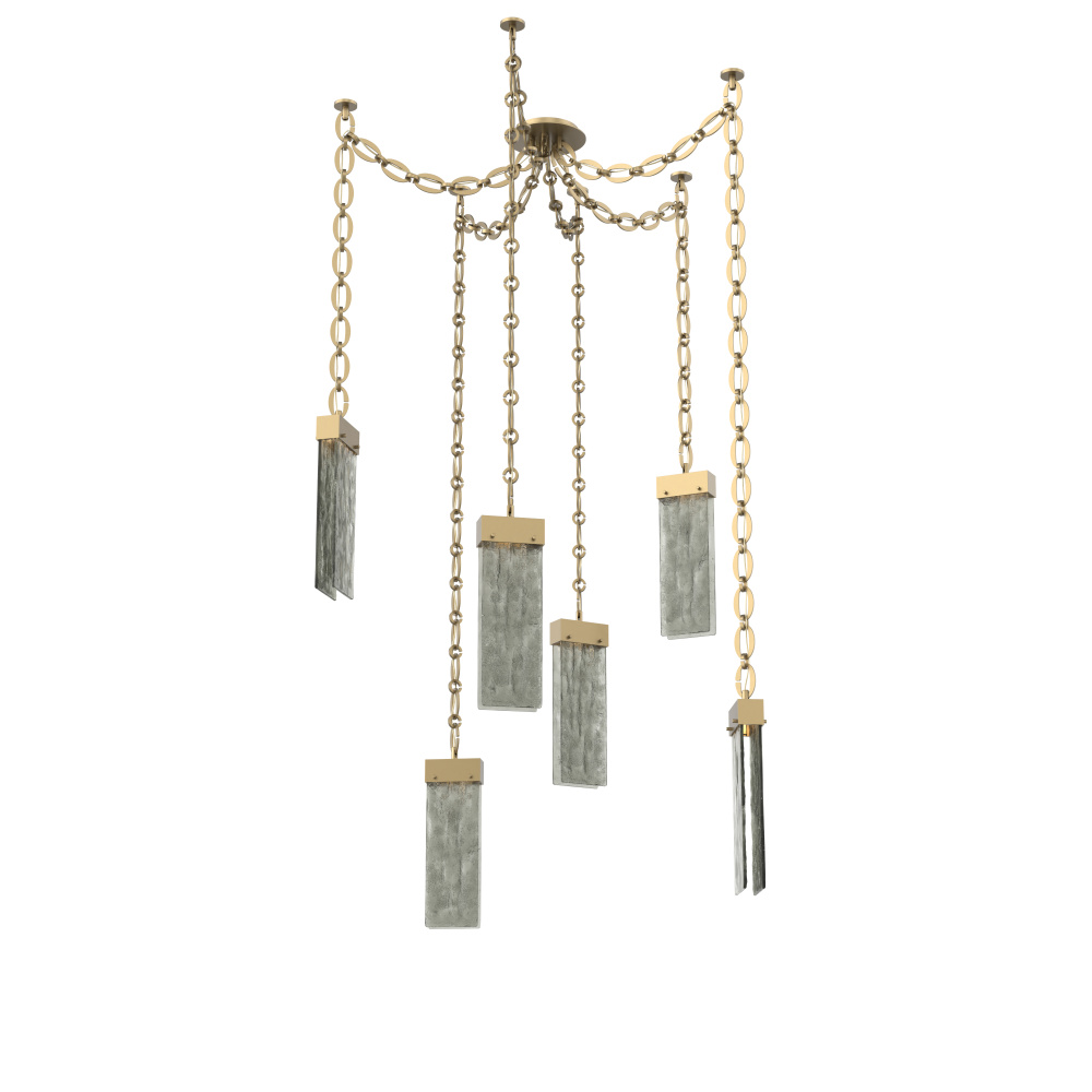 Parallel Multi Light Pendant Multi Port Canopy Gilded Brass