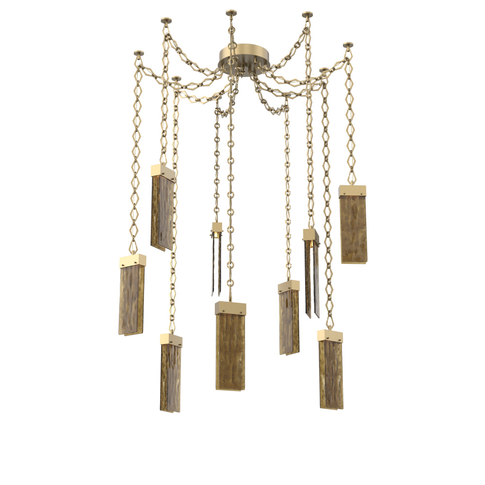 Parallel Multi Light Pendant Multi Port Canopy Gilded Brass