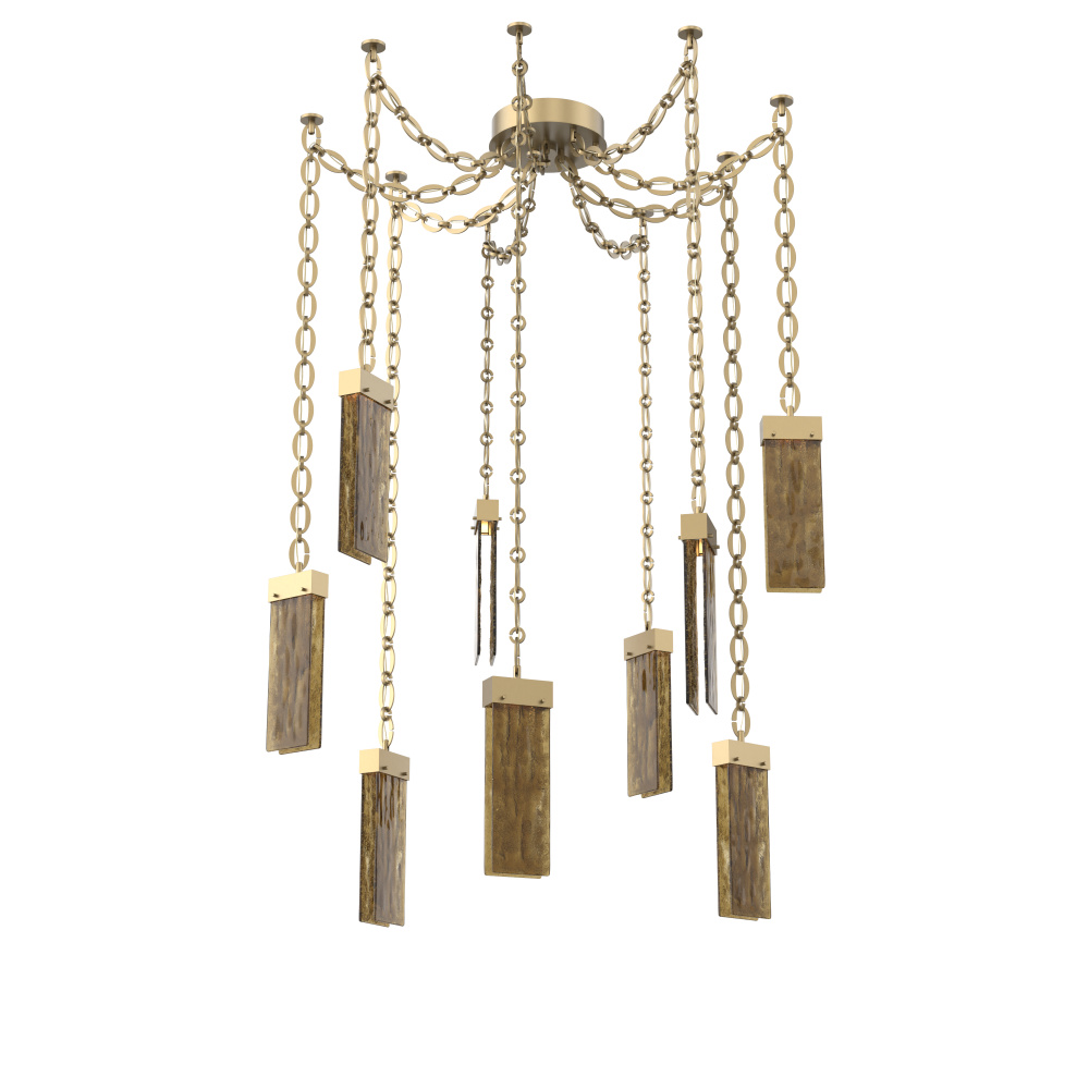 Parallel Multi Light Pendant Multi Port Canopy Gilded Brass