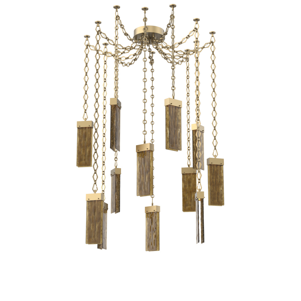 Parallel Multi Light Pendant Multi Port Canopy Gilded Brass