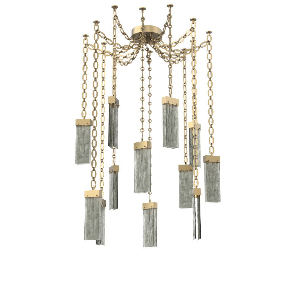 Parallel Multi Light Pendant Multi Port Canopy Gilded Brass