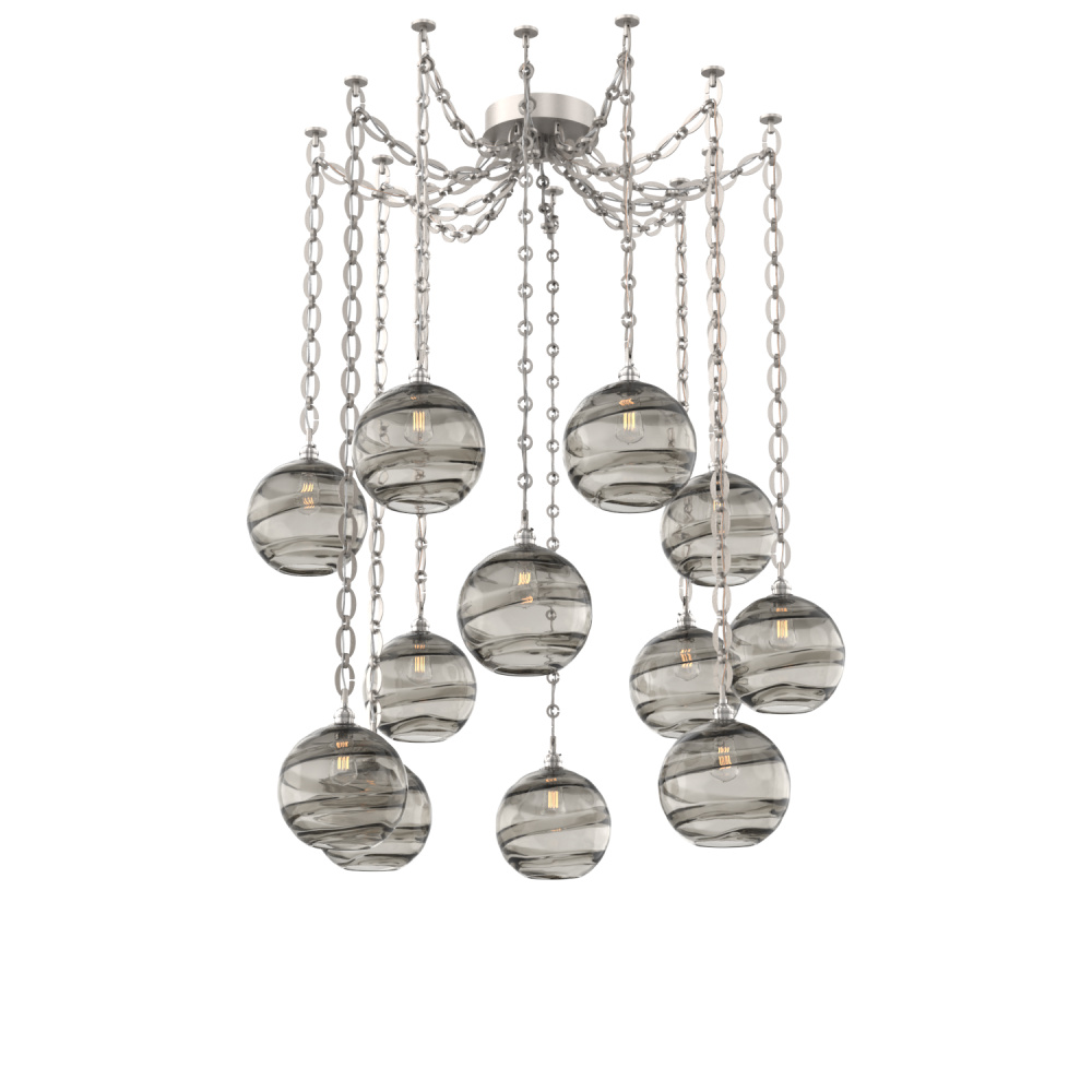 Terra Multi Light Pendant Multi Port Canopy Beige Silver