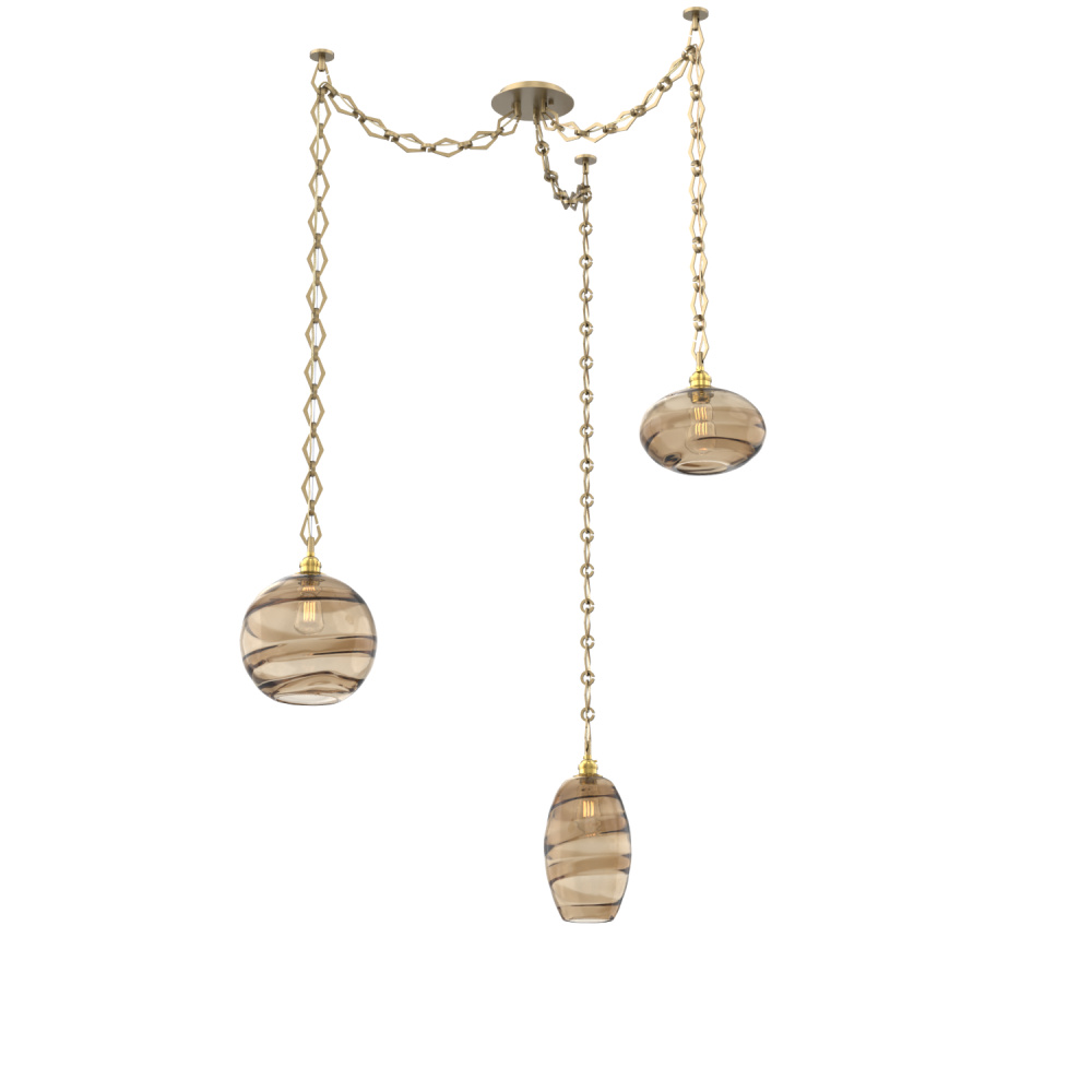 Misto Multi Light Pendant Multi Port Canopy Gilded Brass