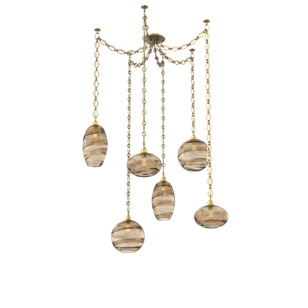 Misto Multi Light Pendant Multi Port Canopy Gilded Brass