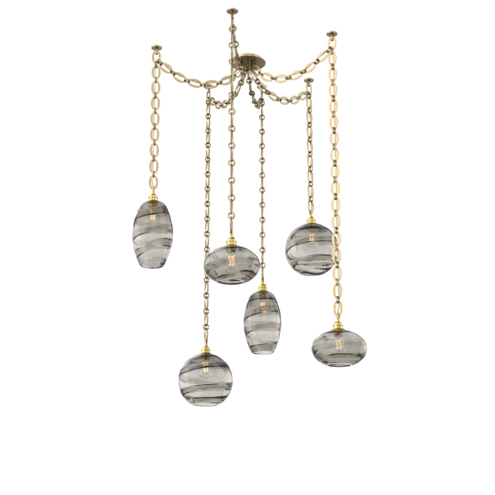 Misto Multi Light Pendant Multi Port Canopy Gilded Brass