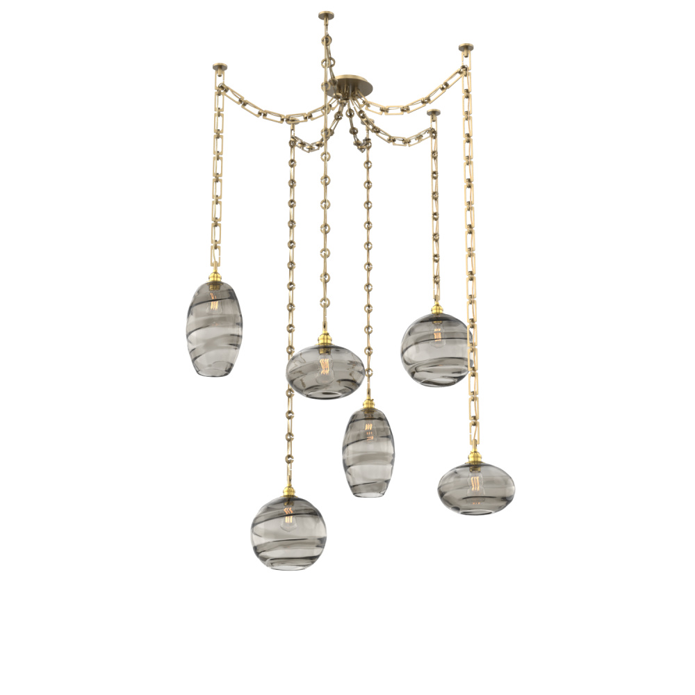 Misto Multi Light Pendant Multi Port Canopy Gilded Brass