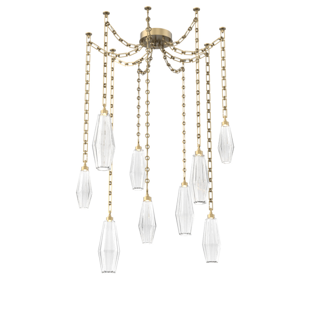 Aalto Multi Light Pendant Multi Port Canopy Gilded Brass