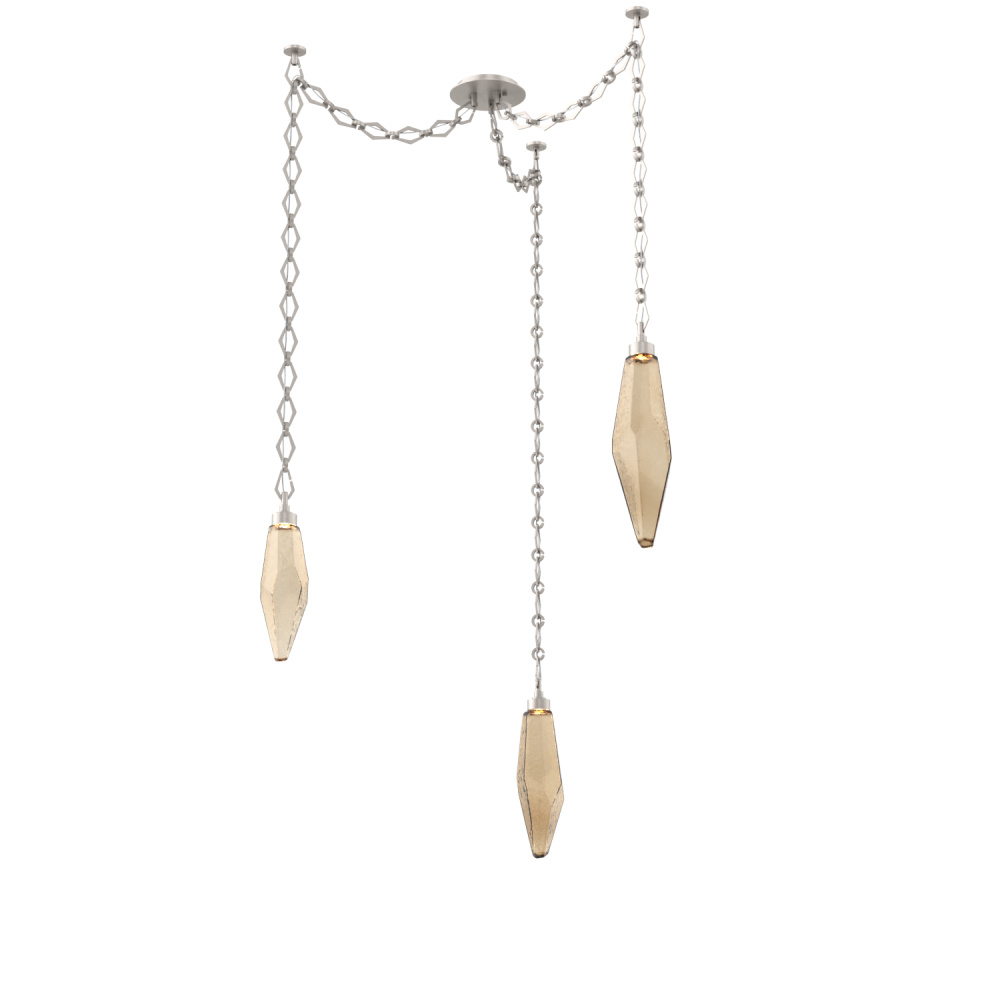 Rock Crystal Multi Light Pendant Multi Port Canopy Beige Silver