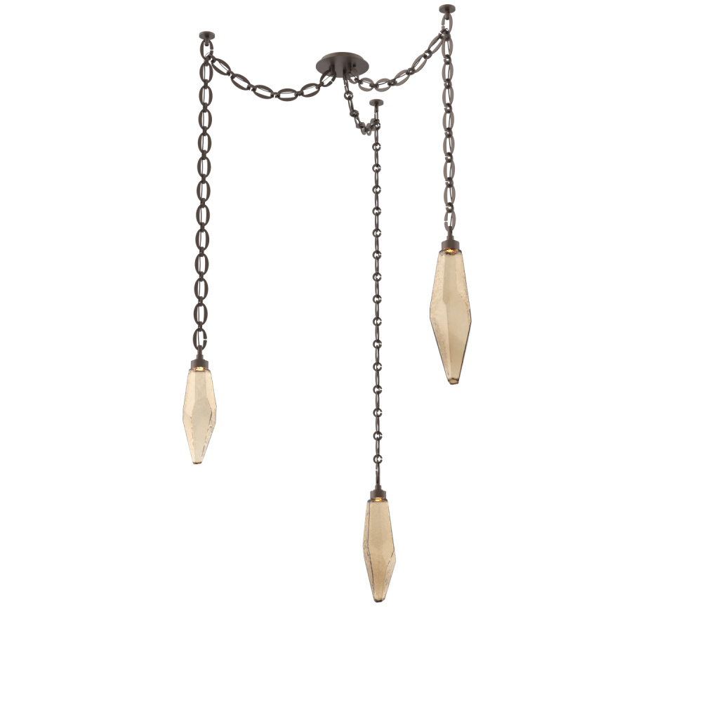 Rock Crystal Multi Light Pendant Multi Port Canopy Flat Bronze