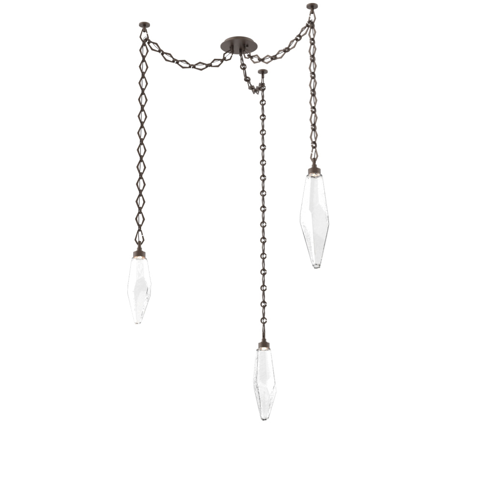 Rock Crystal Multi Light Pendant Multi Port Canopy Flat Bronze
