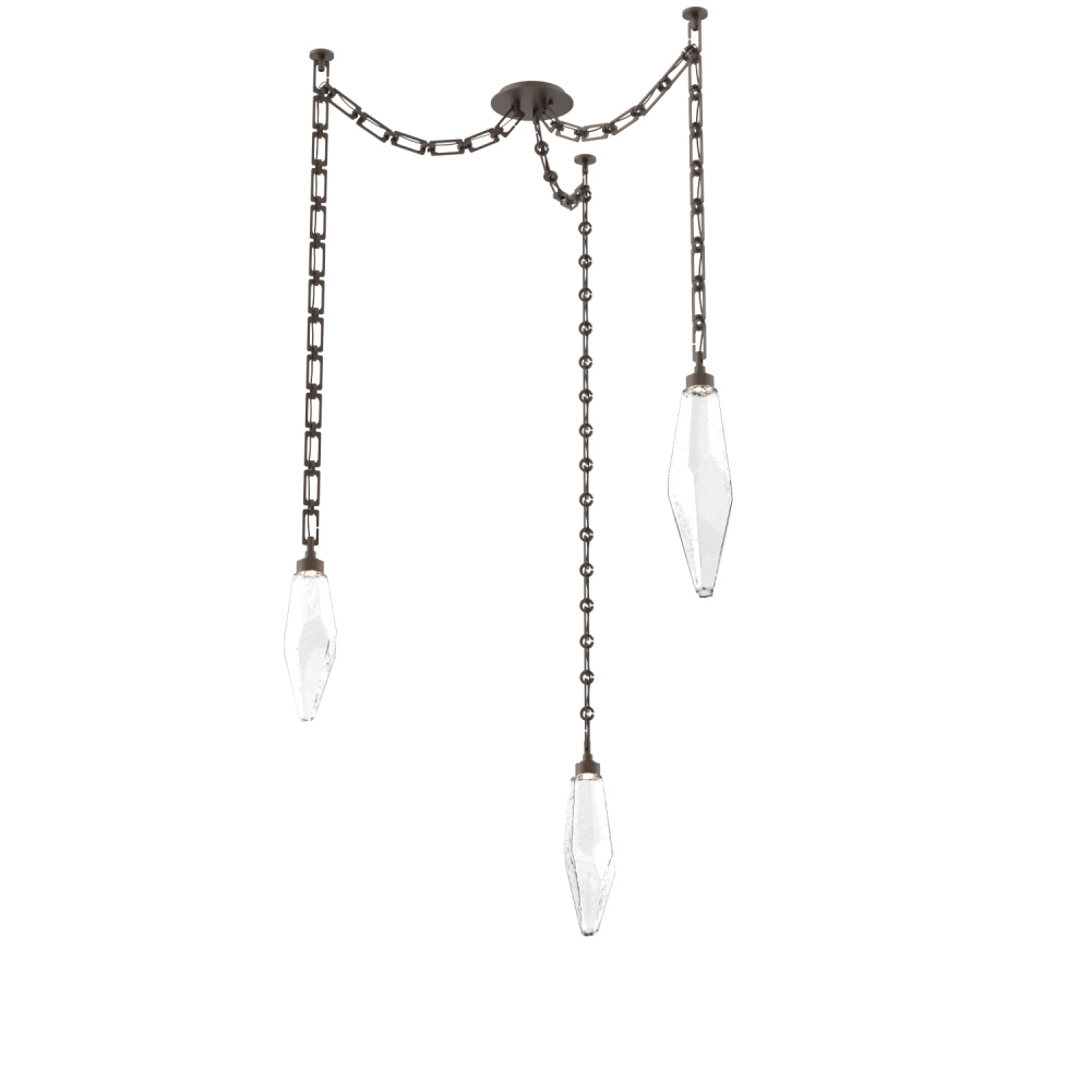Rock Crystal Multi Light Pendant Multi Port Canopy Flat Bronze