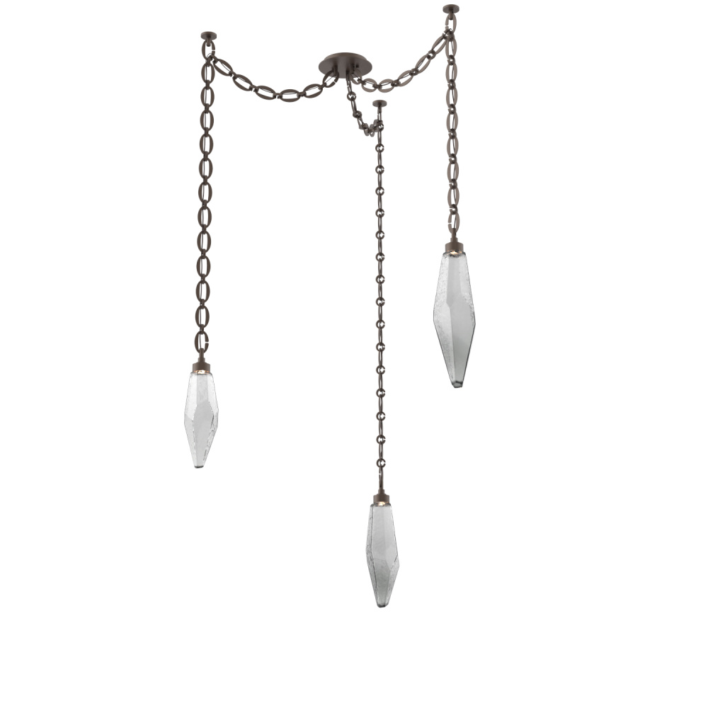 Rock Crystal Multi Light Pendant Multi Port Canopy Flat Bronze