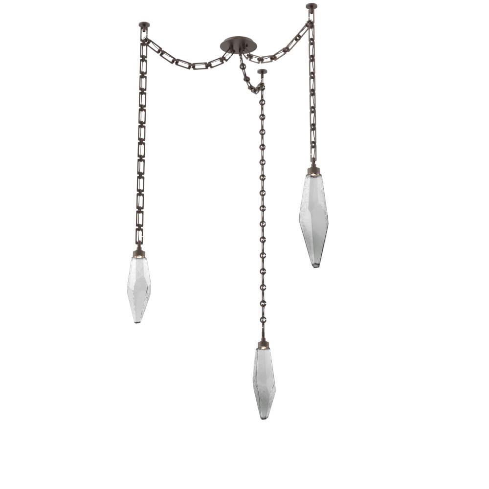 Rock Crystal Multi Light Pendant Multi Port Canopy Flat Bronze