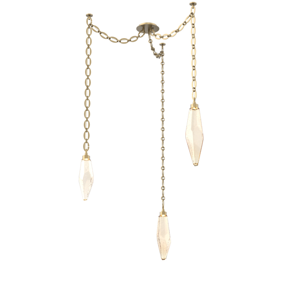 Rock Crystal Multi Light Pendant Multi Port Canopy Gilded Brass