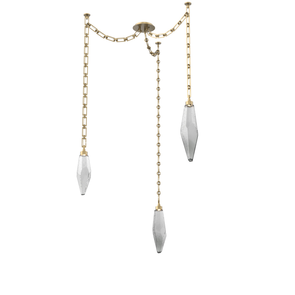 Rock Crystal Multi Light Pendant Multi Port Canopy Gilded Brass