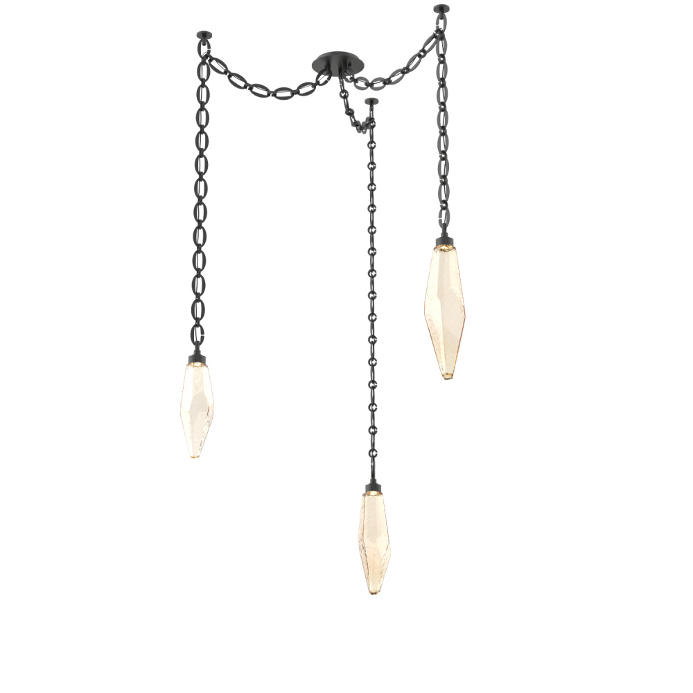 Rock Crystal Multi Light Pendant Multi Port Canopy Matte Black