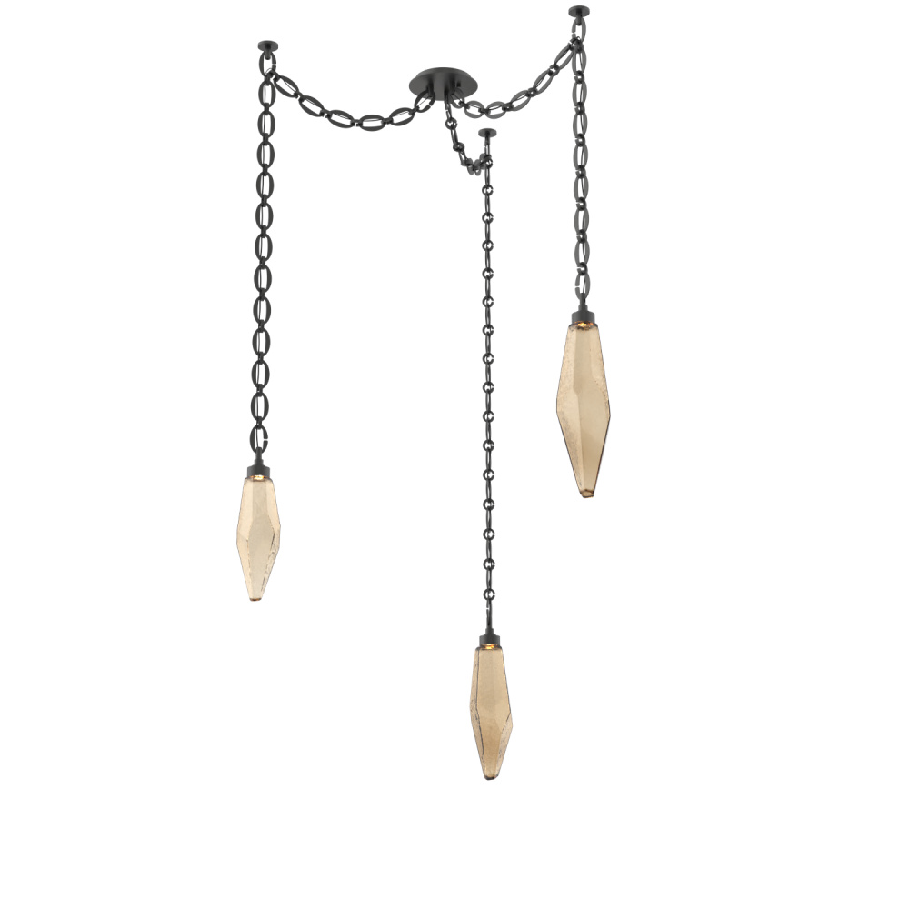 Rock Crystal Multi Light Pendant Multi Port Canopy Matte Black