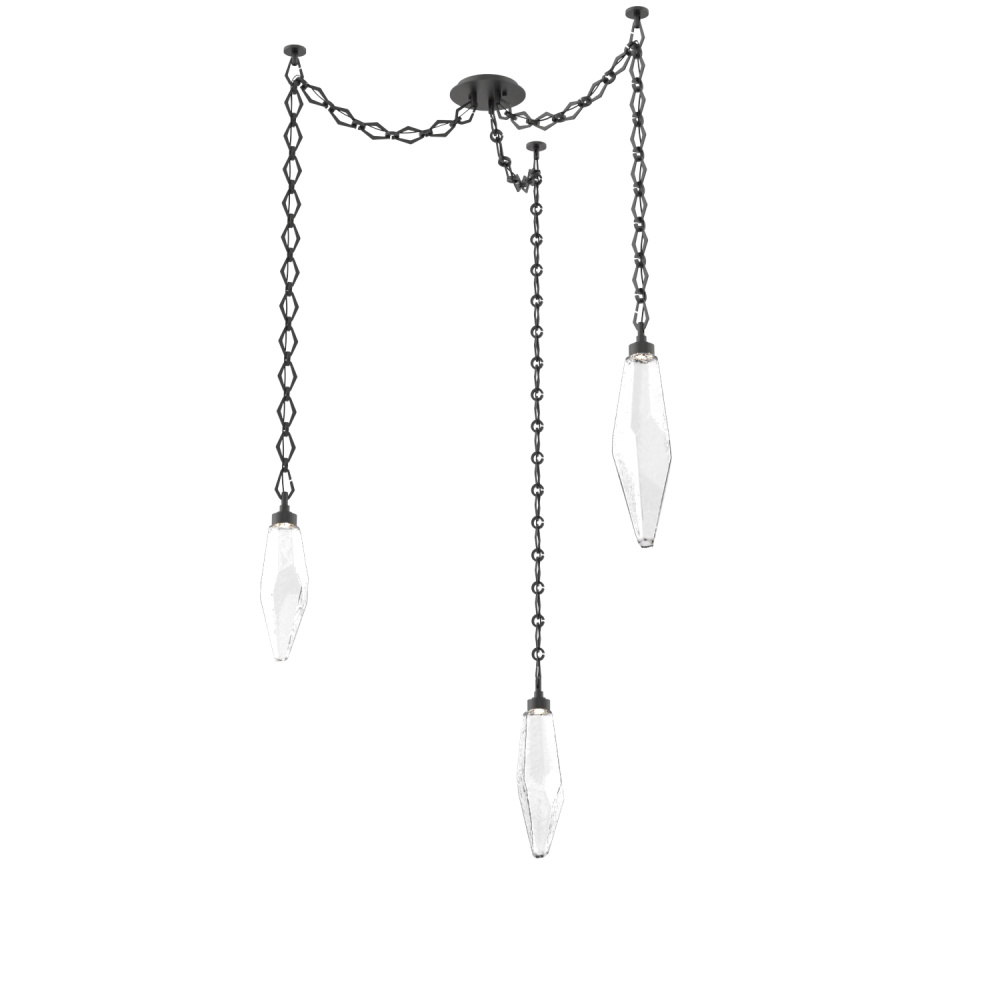Rock Crystal Multi Light Pendant Multi Port Canopy Matte Black