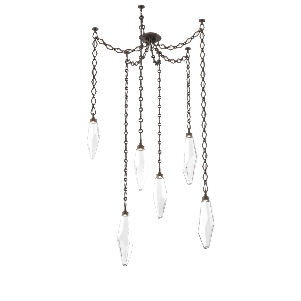 Rock Crystal Multi Light Pendant Multi Port Canopy Flat Bronze